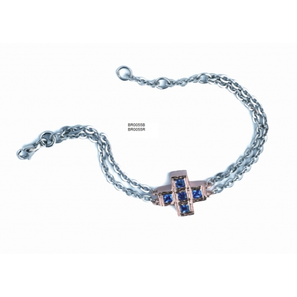 Bracciale con catena in acciaio e croce
