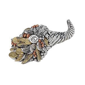 Horn of Plenty with money Coated Silver
