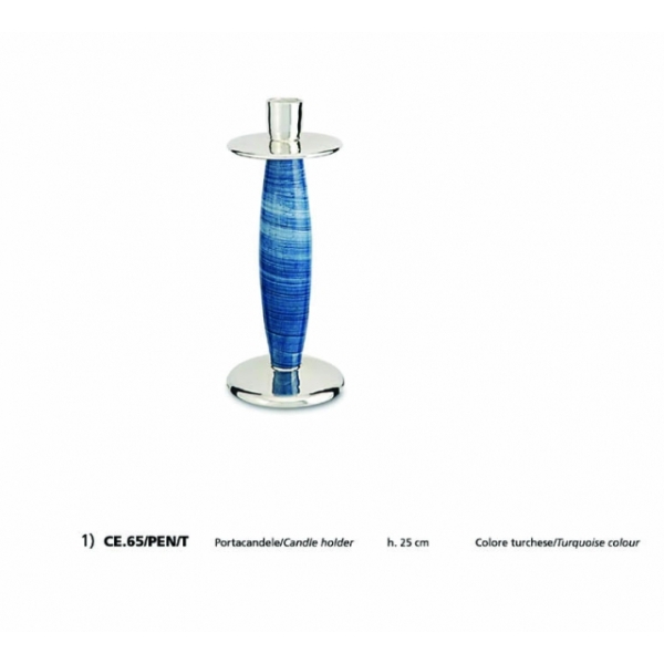 Monocandeliere in Ceramica Argentata