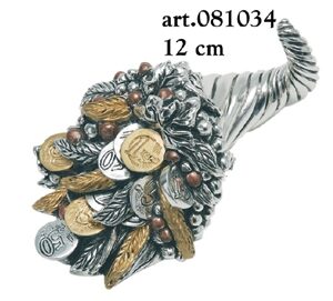 Horn of Plenty with money Coated Silver