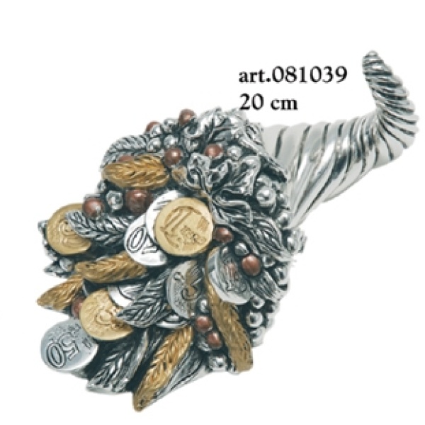 Horn of Plenty with money Coated Silver