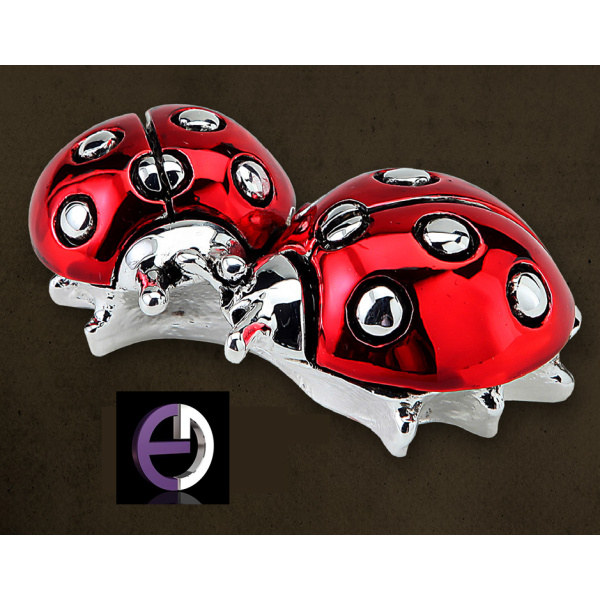 Double Silver Covered Ladybug with enamel